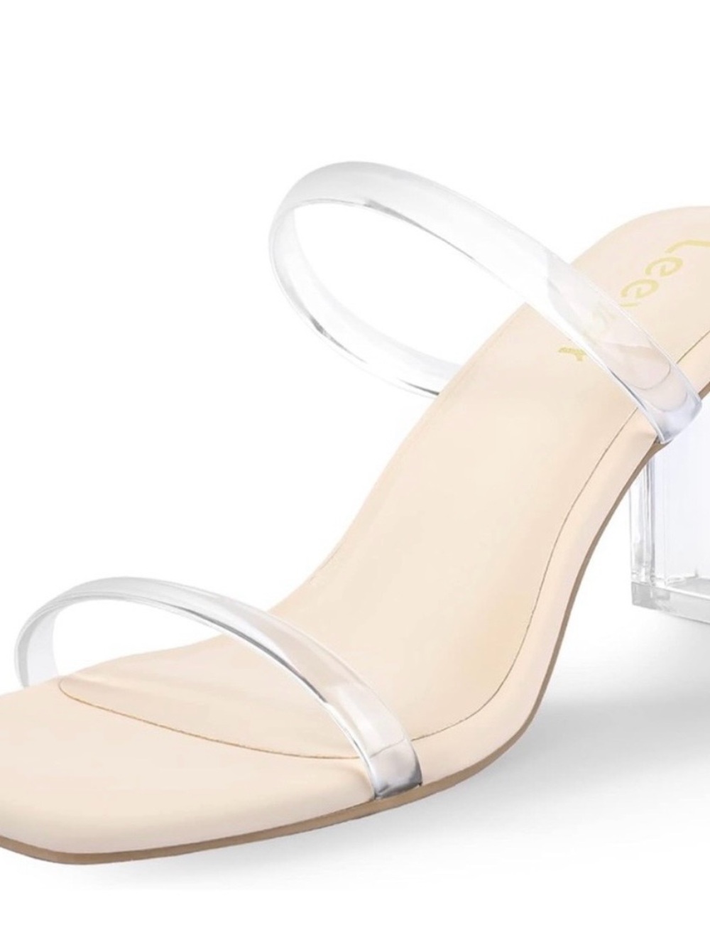 Clear Strap Nude Block Heel Sandal - Women